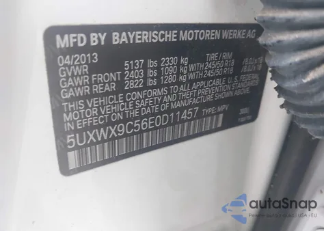 2014 BMW X3 xDrive28I из США, поврежденный, VIN 5UXWX9C56E0D11457